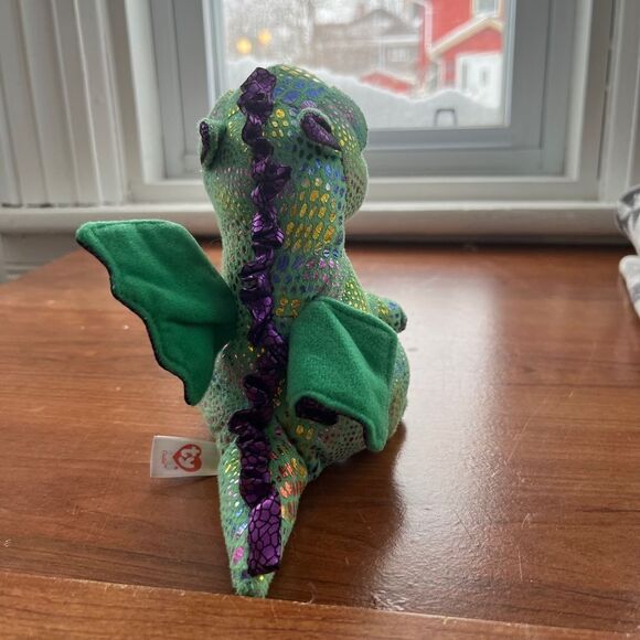 Ty Beanie Boos CINDER the Green Dragon (6 Inch) Stuffed Plush Animal No Hang Tag - Picture 3 of 5